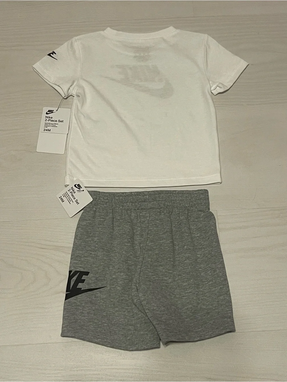 Nike White and Gray Logo Kids 2-Piece Set